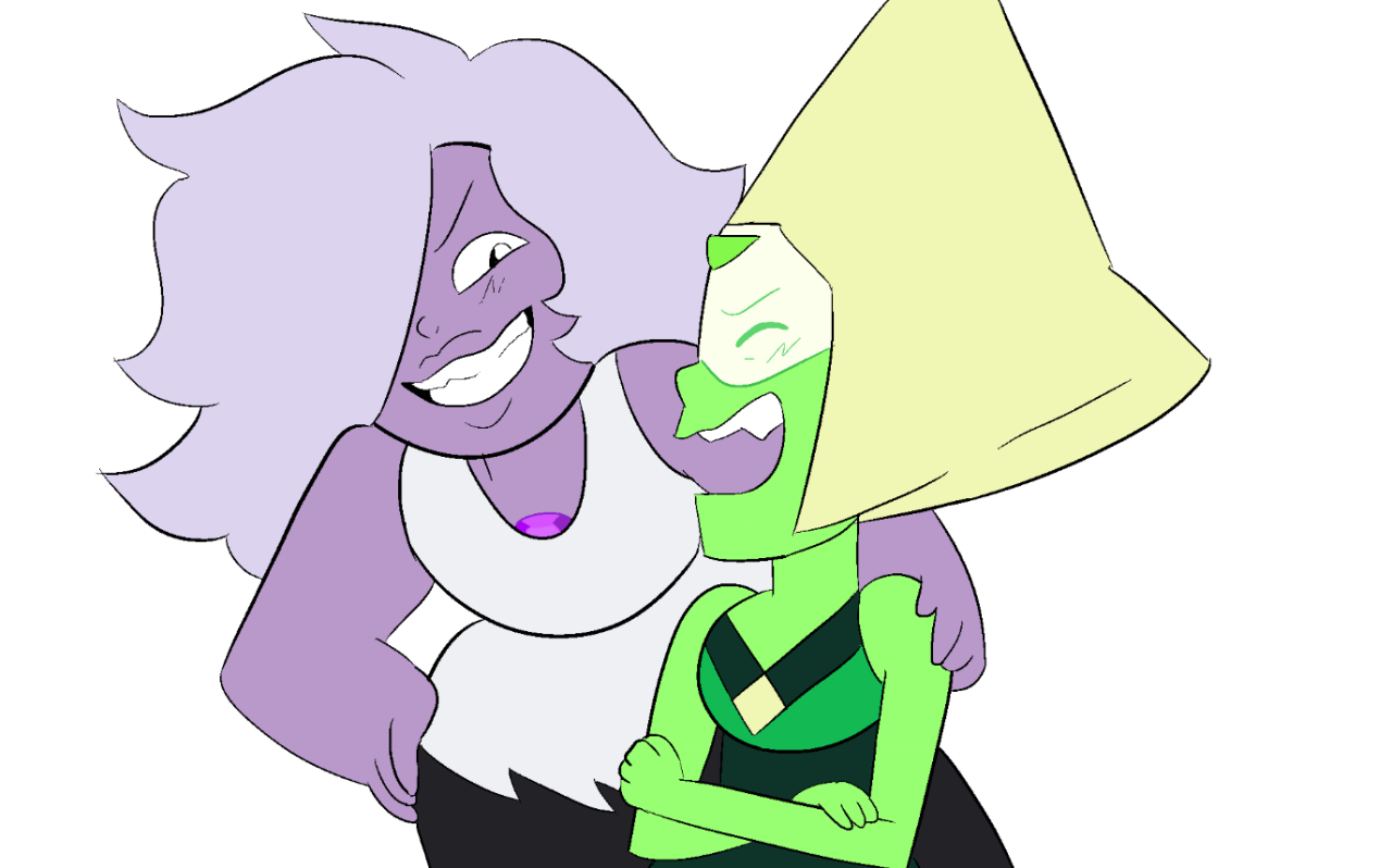 amethyst loves making peridot laugh… she loves her laugh…. click for better quality !! ( reblogs are appreciated ♥ )