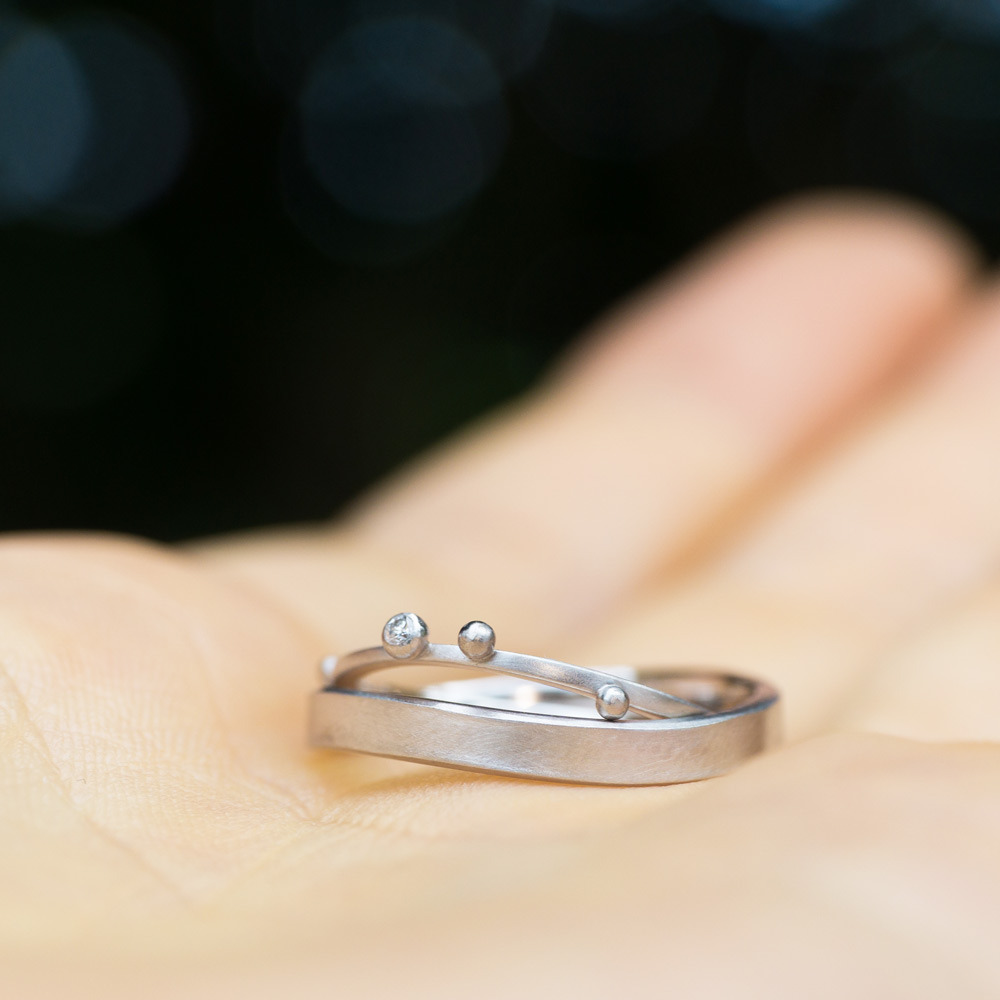 屋久島でつくる結婚指輪　プラチナ、ダイヤモンド