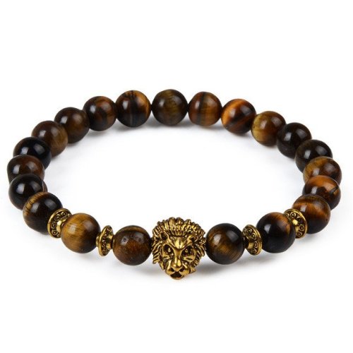 gentclothes:

Lava Beads Bracelet with Lion Head Charm – Use…