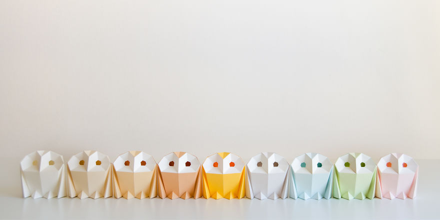 Lámparas con forma de animales de origami