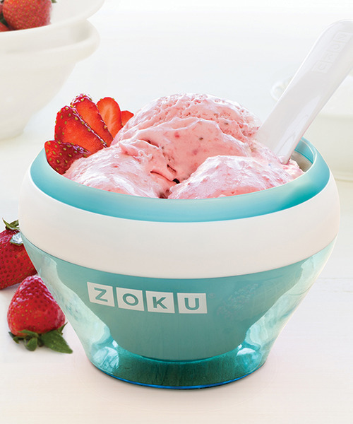An image of Homemade Strawberry Ice Cream served in a ZOKU Ice Cream Maker
