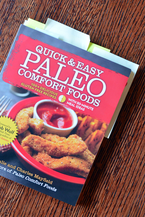 The book Quick & Easy Paleo Comfort Foods on a table.