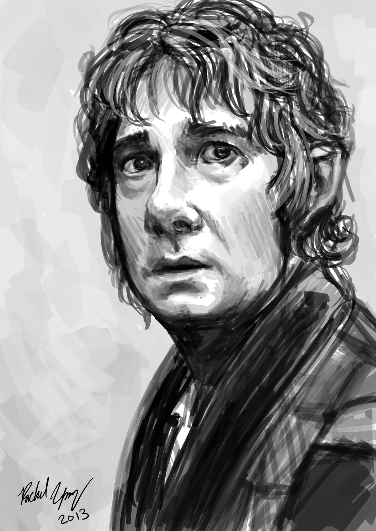 A quick portrait of Martin Freeman as Bilbo Baggins. Tumblr DeviantArt
