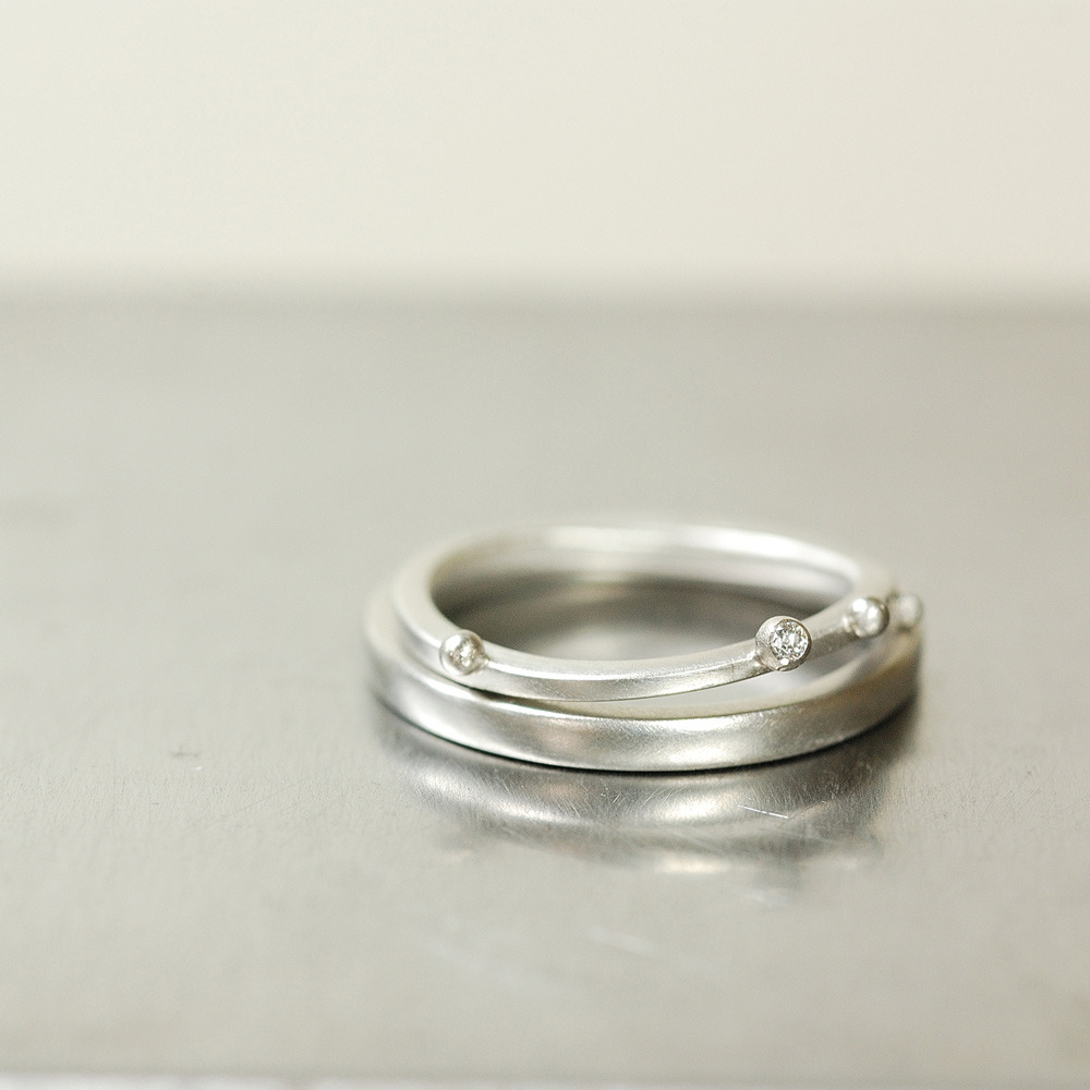 オーダーメイドマリッジリング　ハンドメイドジュエリー　プラチナ、ダイヤモンド　屋久島で作る結婚指輪