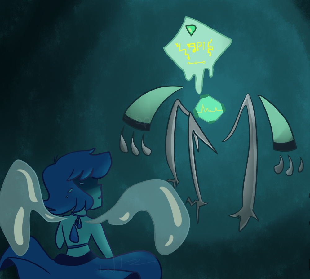 Lapidot Week day 5: Beast/ Monster AU For this day I decided to design corrupted Lapis and Peri. The idea of Lapis is that though she is a very powerful normal gem, she is a very weak corrupted gem....