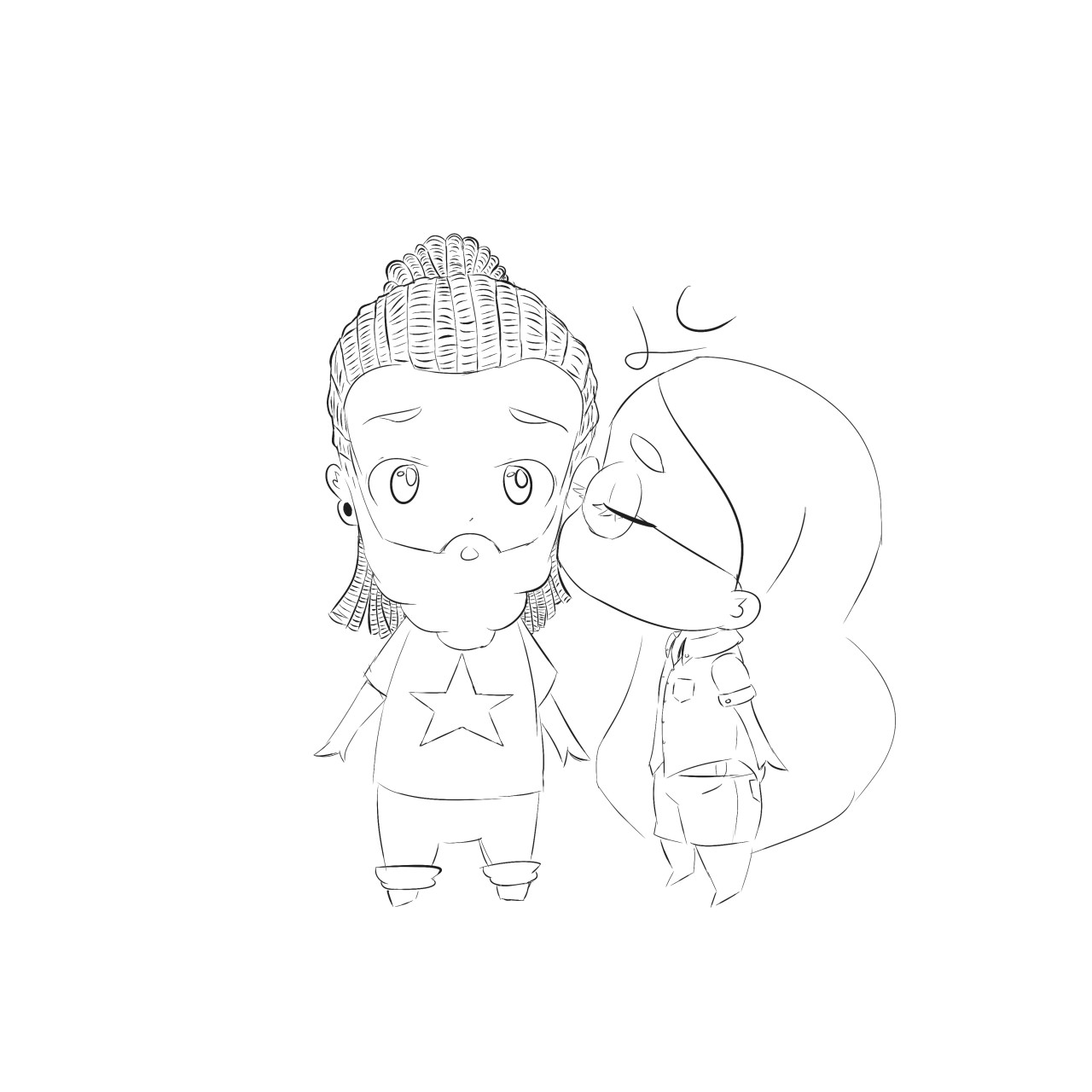 wip of a requested older Steven & Connie. Idk how I feel about the steven (it doesn’t really look like him) but i spent like 15 minutes just lining his hair (also Connie why are you so cute).