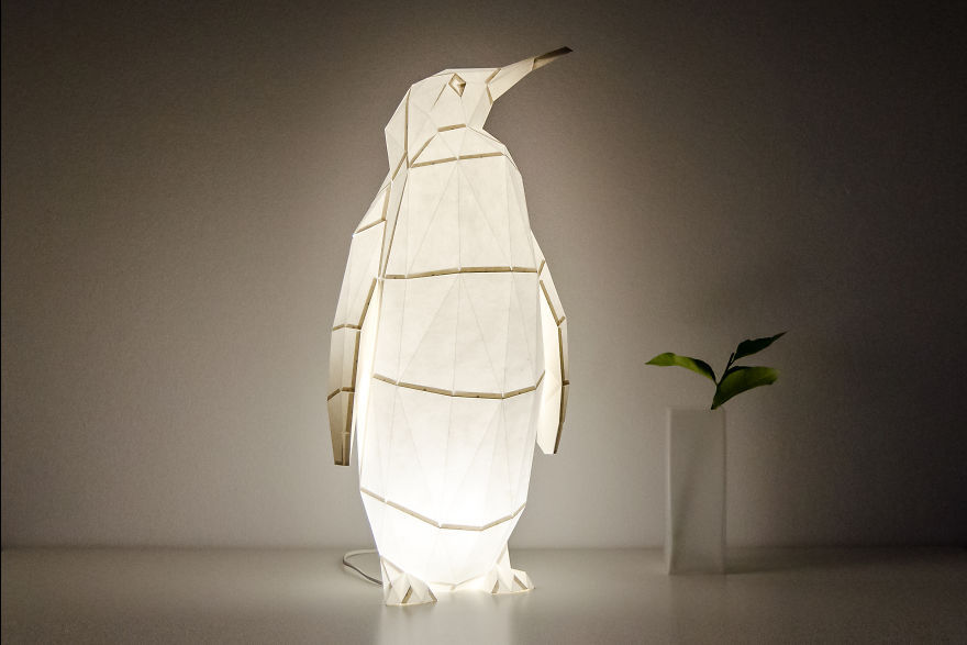Lámparas con forma de animales de origami - pingüinos 2
