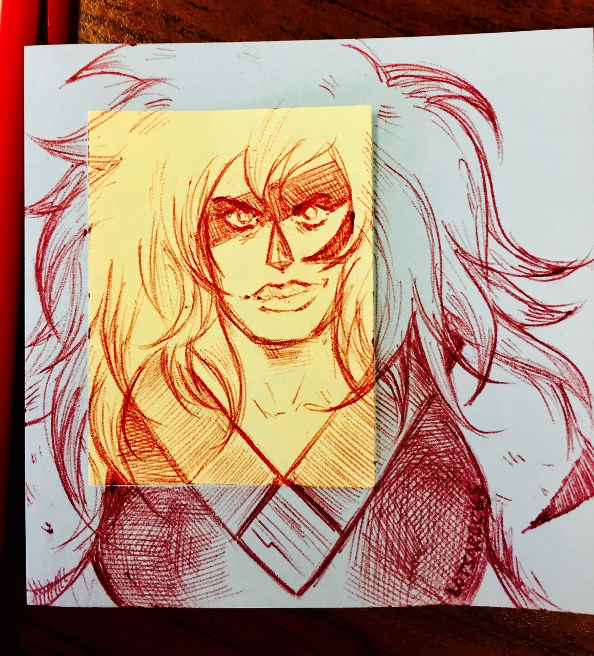 Post it note beef! Too much hair and muscle for my humble office supplies to bear!