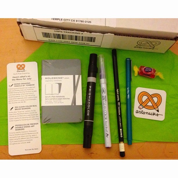untame–impala: “ my first #ArtSnacks package! now, time to reconnect with my artistic side… 🎨 ” Created by the same people behind EatSleepDraw, ArtSnacks is like a magazine subscription but instead of a magazine you get 4 or 5 different art products...