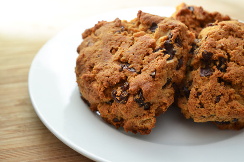 A plate of grain-free and paleo chocolate and cherry scones.