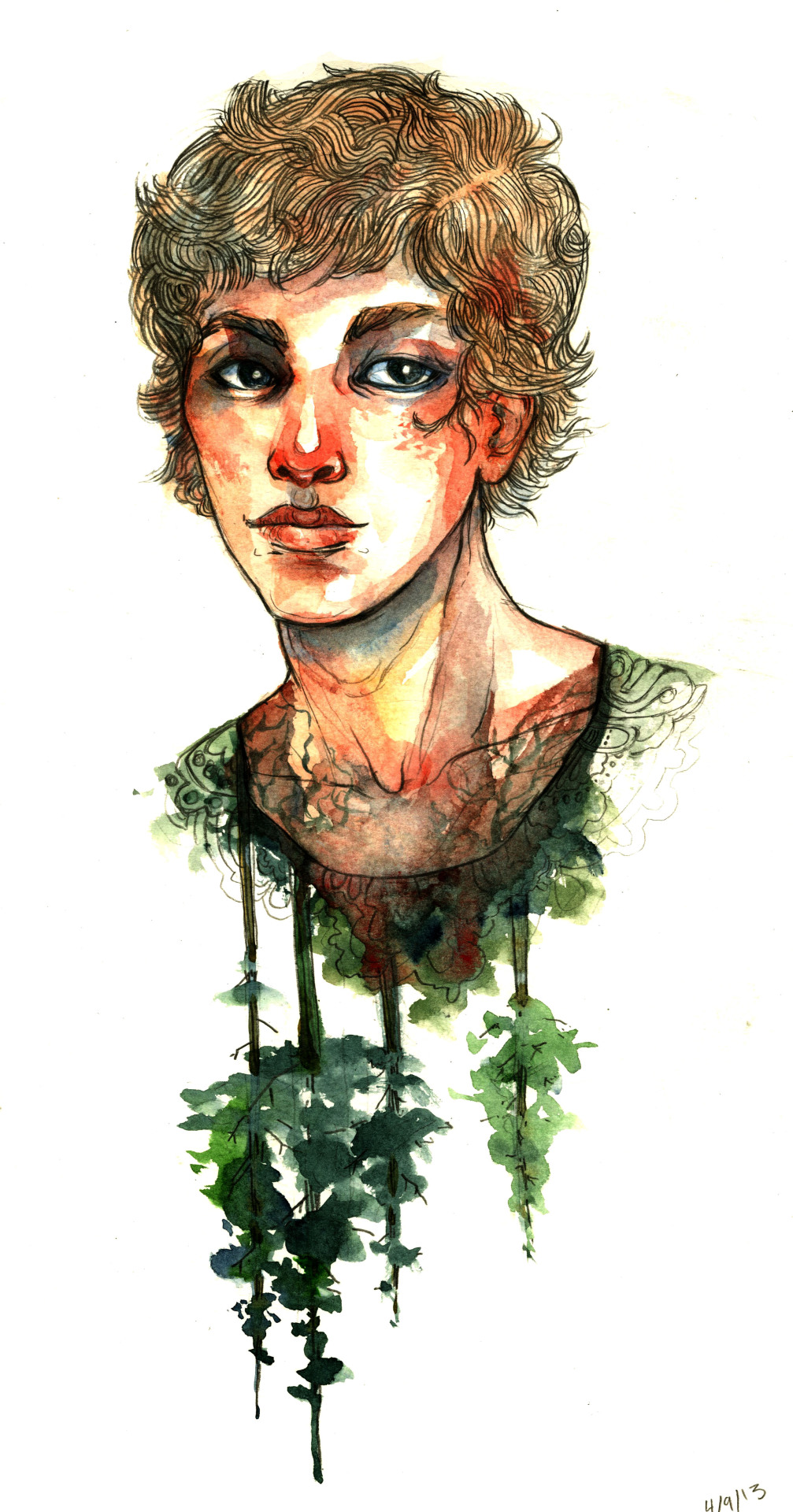 Watercolor and graphite. I have an art blog, click through to see! :] -Emily Q