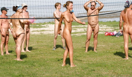 Naked volleyball
