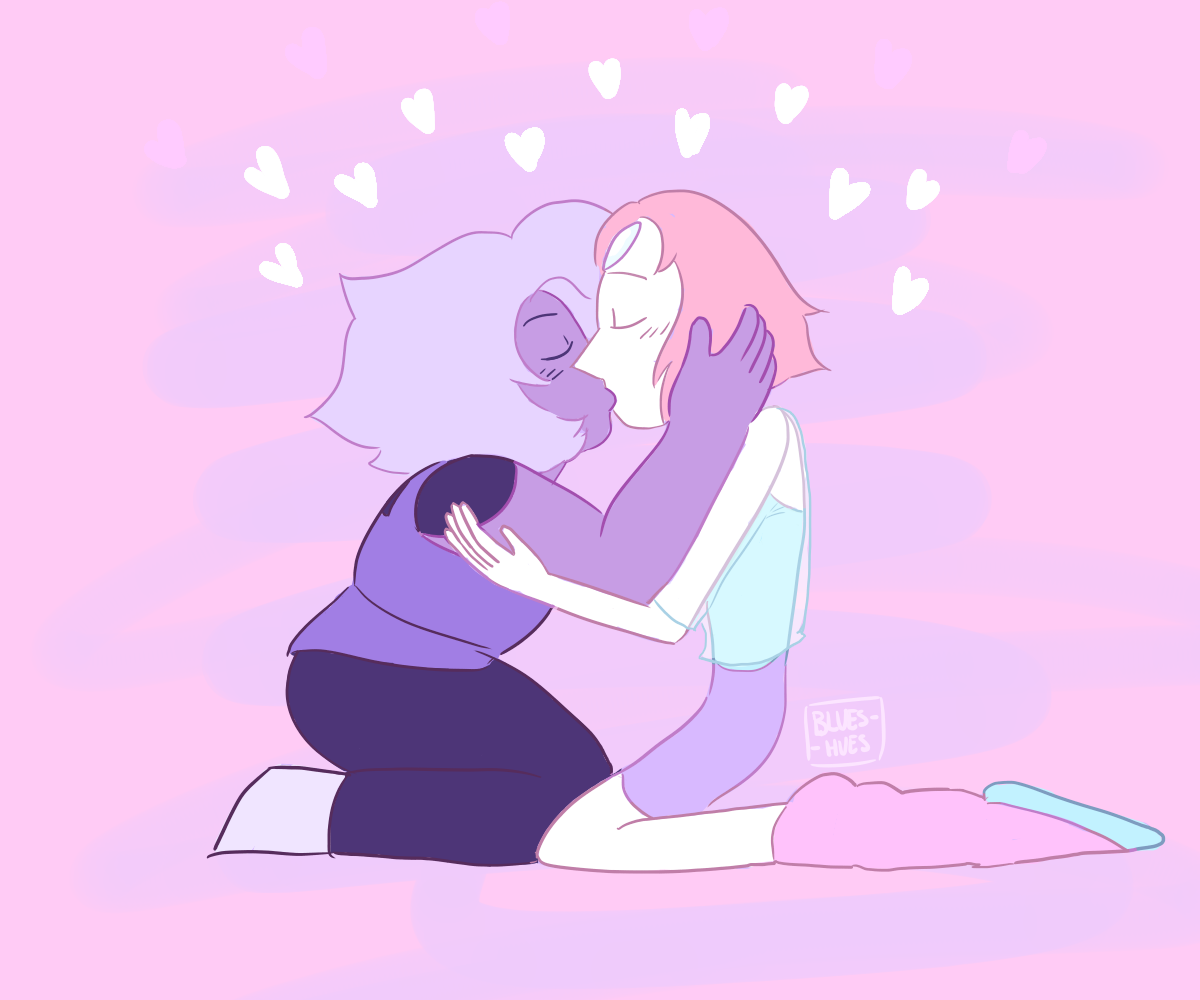 pearlmethyst week ( organized by @fuckyeahpearlmethyst ) day 1 - first kiss i like to imagine that they saw rose and greg making out for the first time and wanted to try it themselves