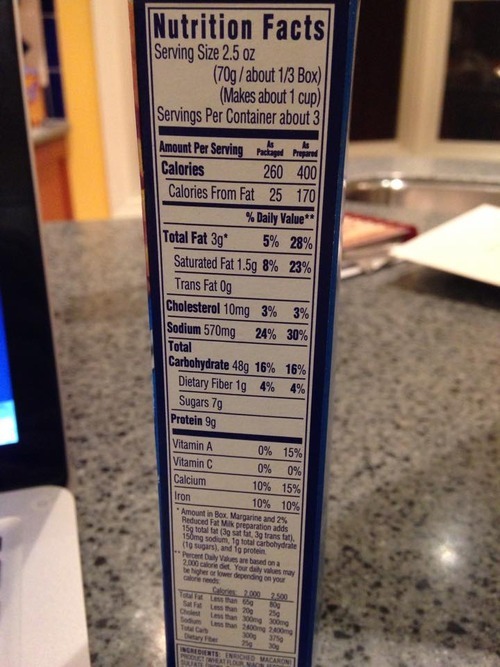 Kraft Mac Cheese Nutrition Label - Nutrition Ftempo