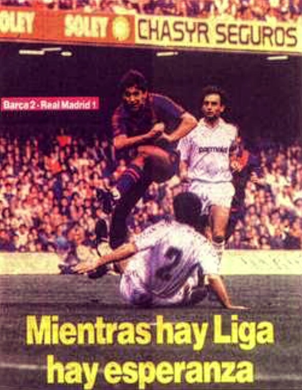 ‪Salvamos la bola de partido. Ayer, Barça 2 (Roberto, Lineker) - Real Madrid 1 (Hugo Sánchez) Madrid a 2 puntos del Barça #d240587‬