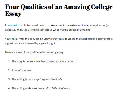 Amazing college application essays