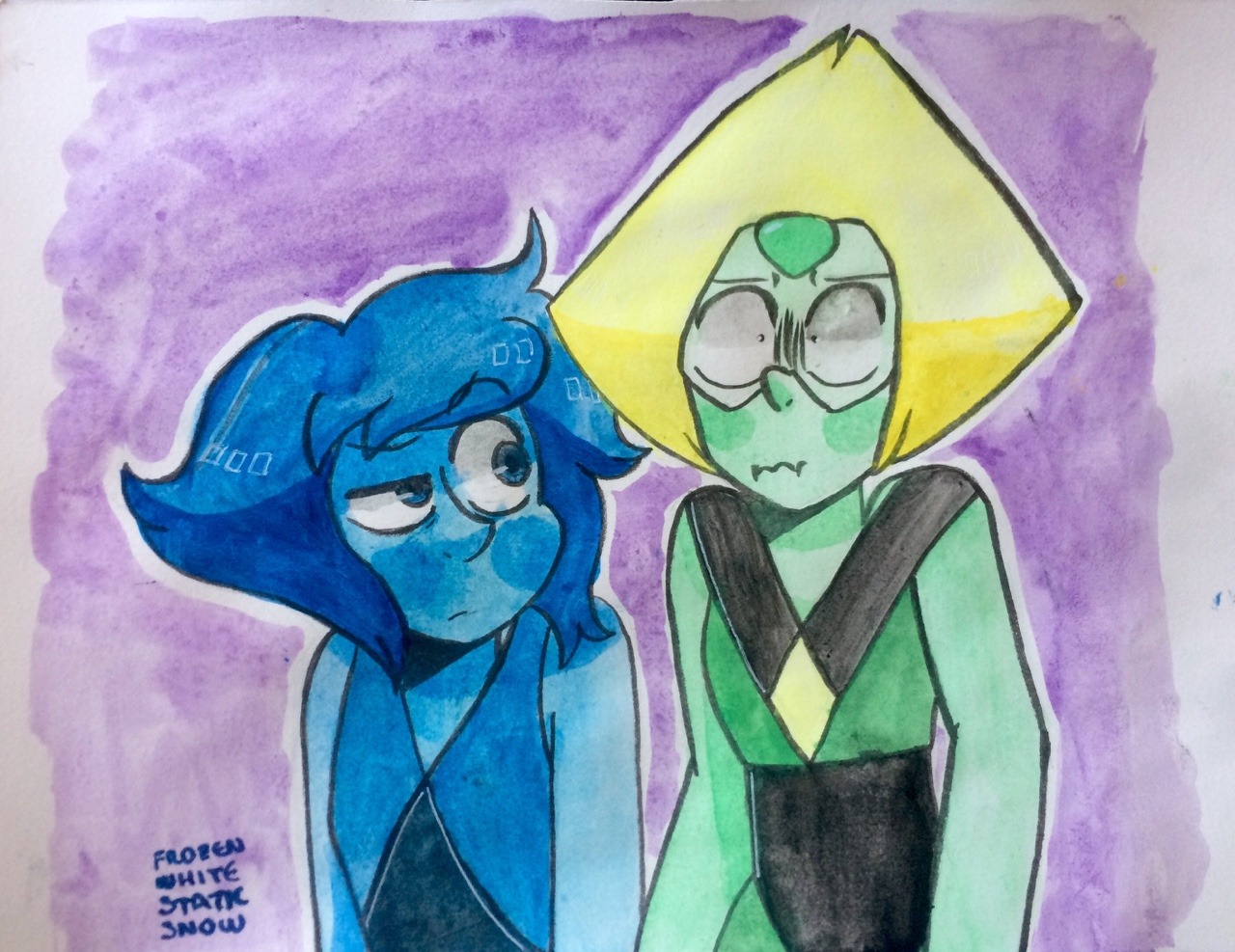 sorry for not posting this week, the tests and works in my school are killing me, but hEY, I DID MY FIRST LAPIDOT DRAWING 💙💚