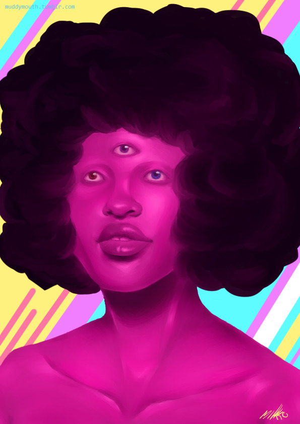 Wanted to do Steven Universe fan art so here’s ‘‘Garnet’‘. Made with Clip Studio Paint. I want to make the whole trio and maybe Steven and Connie too… and maybe also peridot and lapis and lion and…...