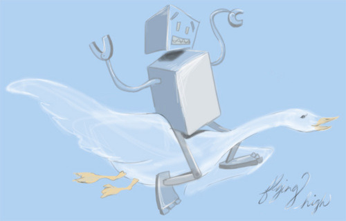 Robot Goose, flying high -Katie