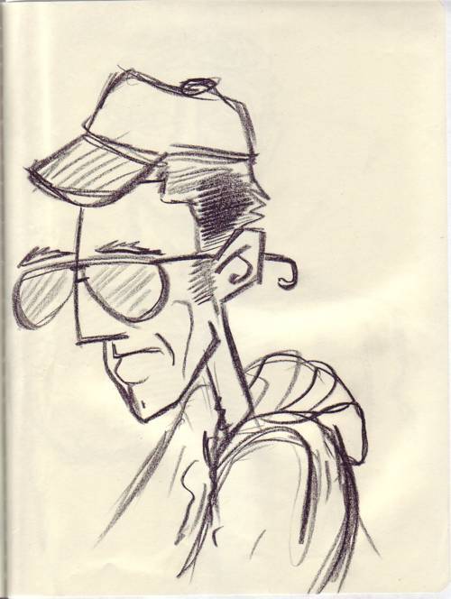 I drew this guy on the subway. I bet he was hungover. -Lee