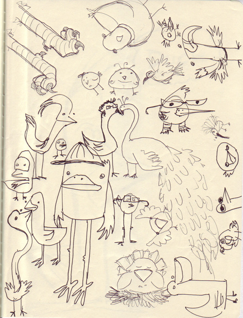 Bored on a bus, drew some Birds. -Lee & Casey