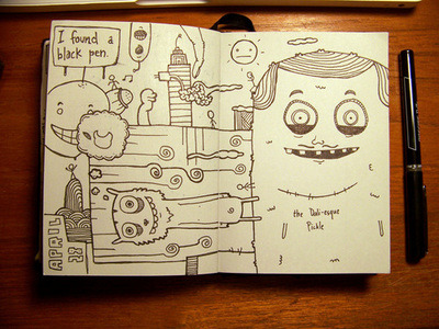 Black pens and Pickles. -the Doodlebook