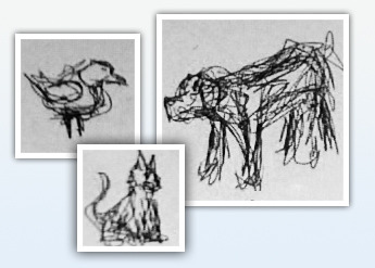 Medium: Ink Subject: attempt to draw animals from solely imagination Artist: grahamGrafx