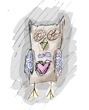Medium: Ink, Photoshop Subject: Heart Owl Artist: grahamGrafx