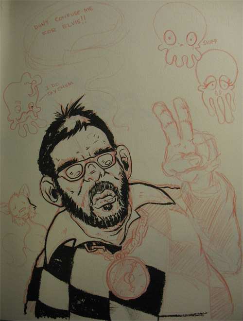The one and only notorious Jeaux Janovsky! This sketch was done the night we all met for The Eat Sleep Draw Night! Jeaux Rocks!