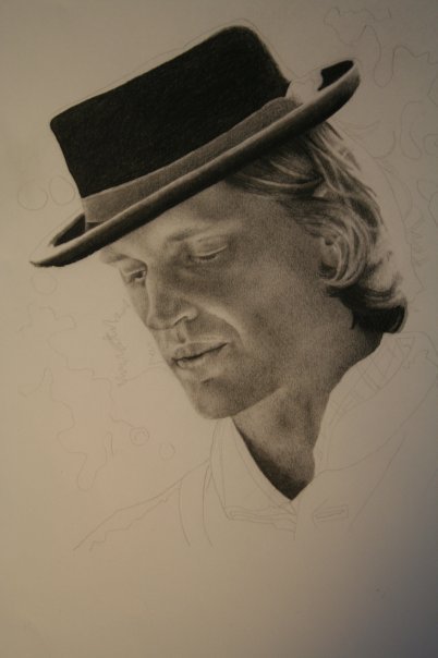 An in-progress drawing. I need to finish the hair, clothing and background. Meet Andrew.