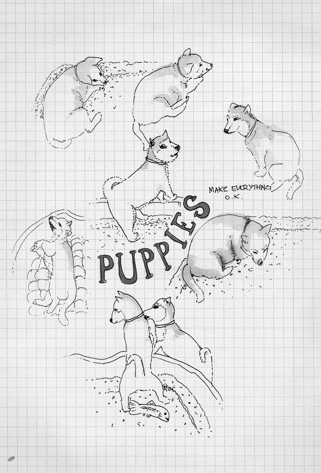 My friend sent me to this live stream of puppies to cheer me up, so I decided to draw them for a little while.