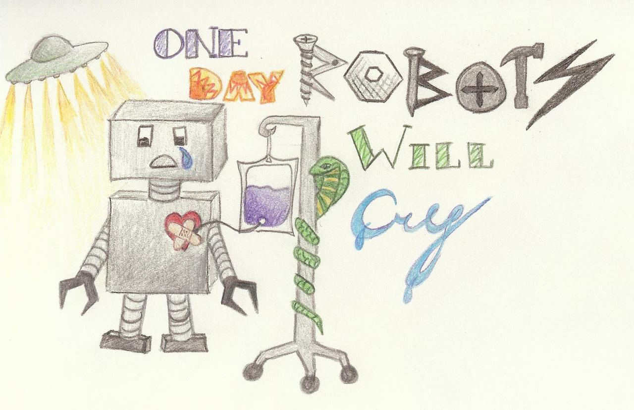 doodle of one day robots will cry by cobra starship http://burgerphone.tumblr.com/