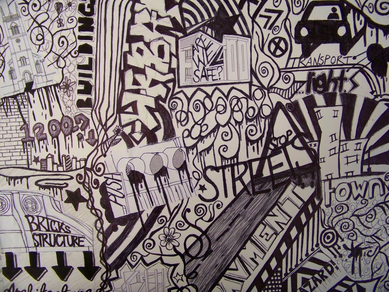 another exam piece using doodles follow me here http://emmalorkin.tumblr.com/
