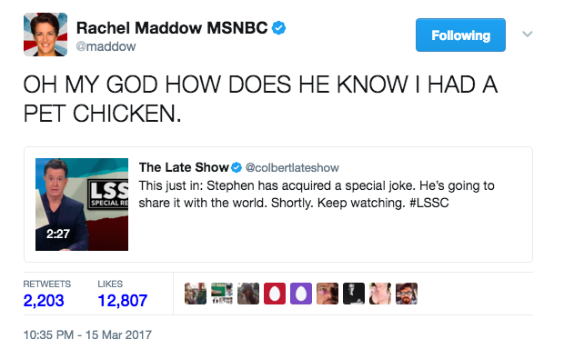 How can fans contact Rachel Maddow?