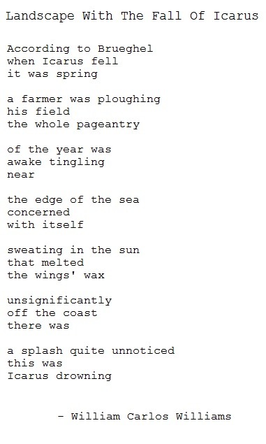 An analysis of landscape with the fall of icarus a poem by william carlos williams