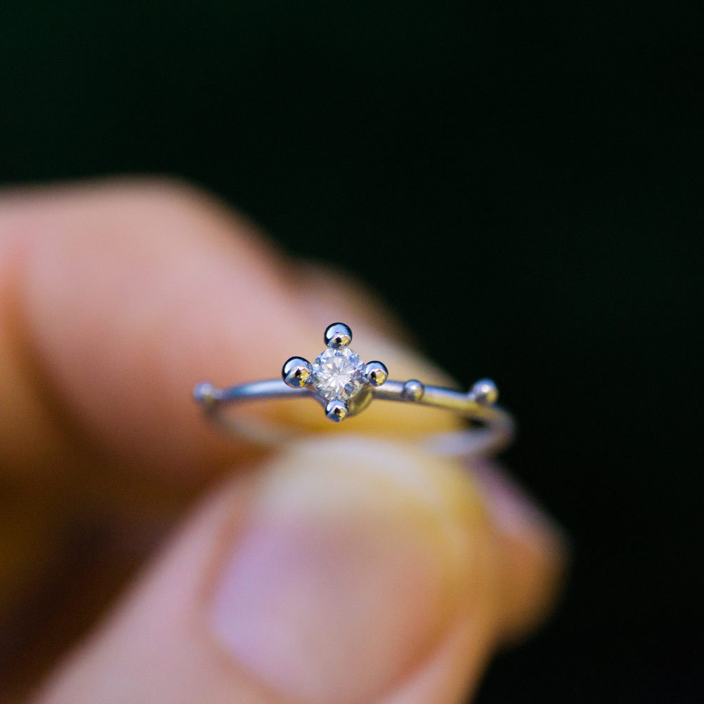 屋久島でつくる婚約指輪　プラチナ、ダイヤモンド