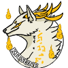 small circle badge with kitsune head