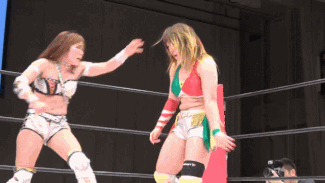 Kairi Hojo told she can't use the Diving Elbow because it's "Bayley's move" Tumblr_om1rwtwY1f1w5oyoxo2_400