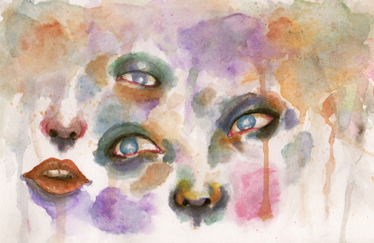 watercolor faces in my sketchbook, by Chelsea www.ghostes.tumblr.com