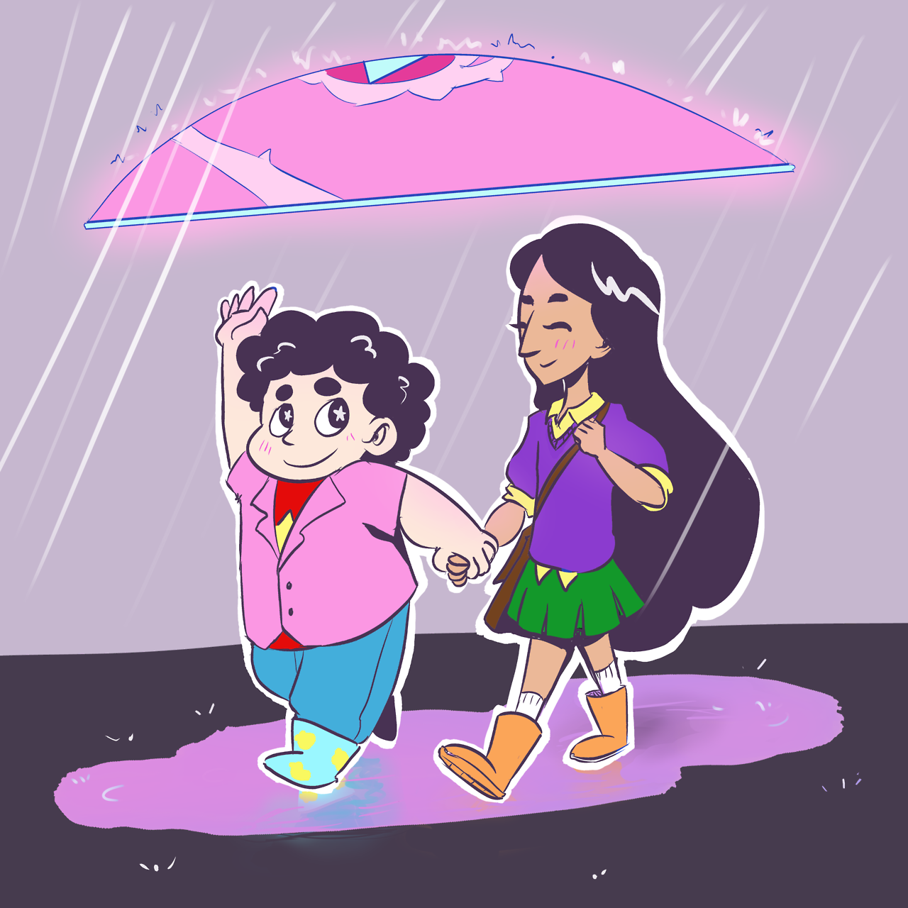 I drew them on a mission! The mission is to hold hands and go to the library.