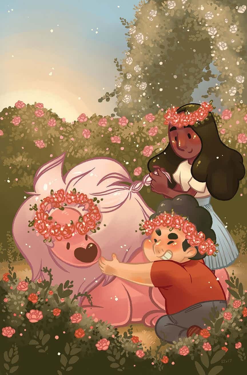 “ STEVEN UNIVERSE #6 Writer: Melanie Gillman Artist: Katy Farina Main Cover: Missy Peña Subscription Cover: Rian Sygh Variant Cover: Sara Talmadge Steven and Connie enjoy another day in Beach City! ”