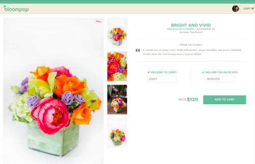 Flower Arrangement Product Page on Bloompop