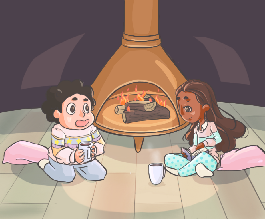 Art trade with @astrocos! Steven and Connie in winter sweaters ❆°. *