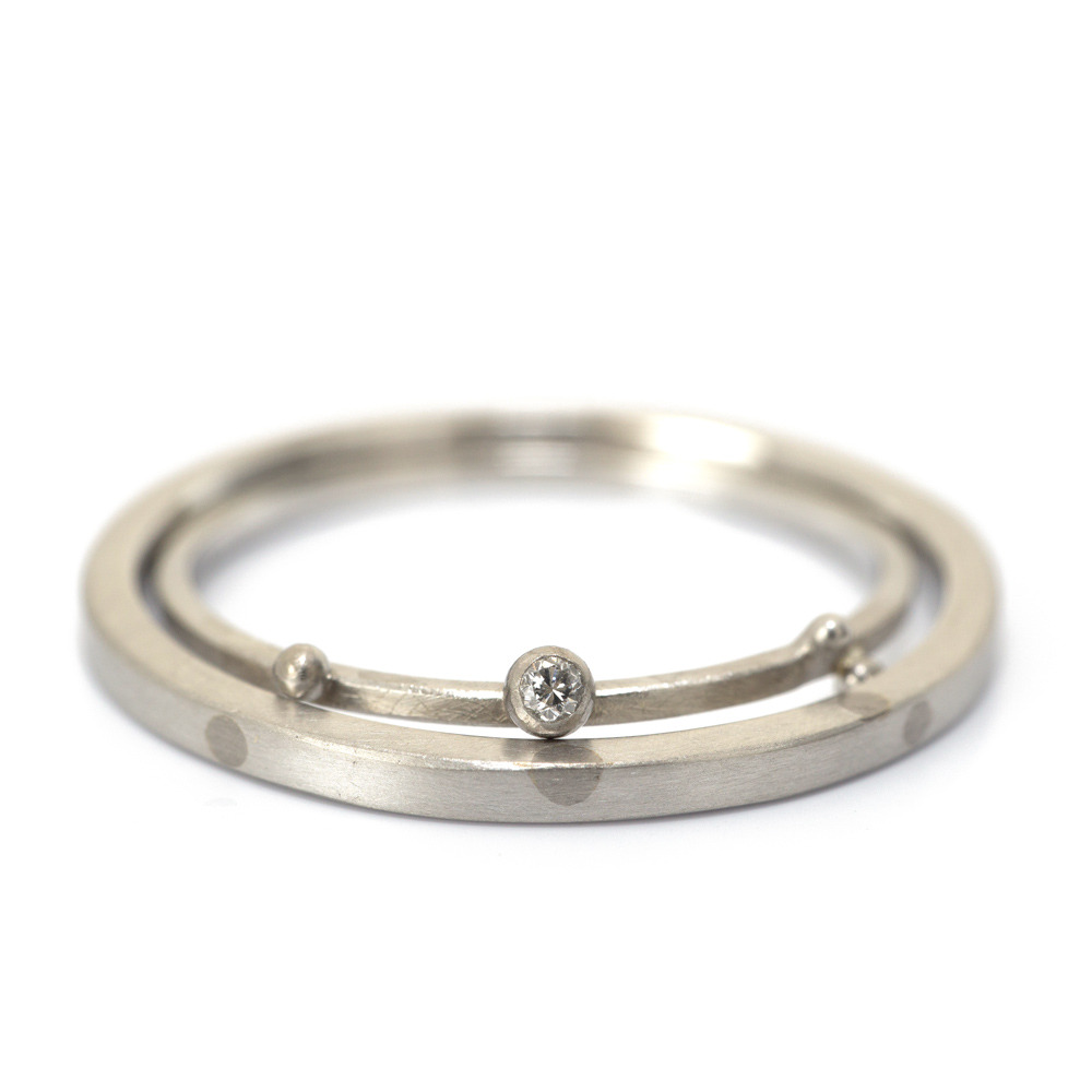 白バック　オーダーメイドマリッジリング　　プラチナ、ゴールド、ダイヤモンド　屋久島で作る結婚指輪