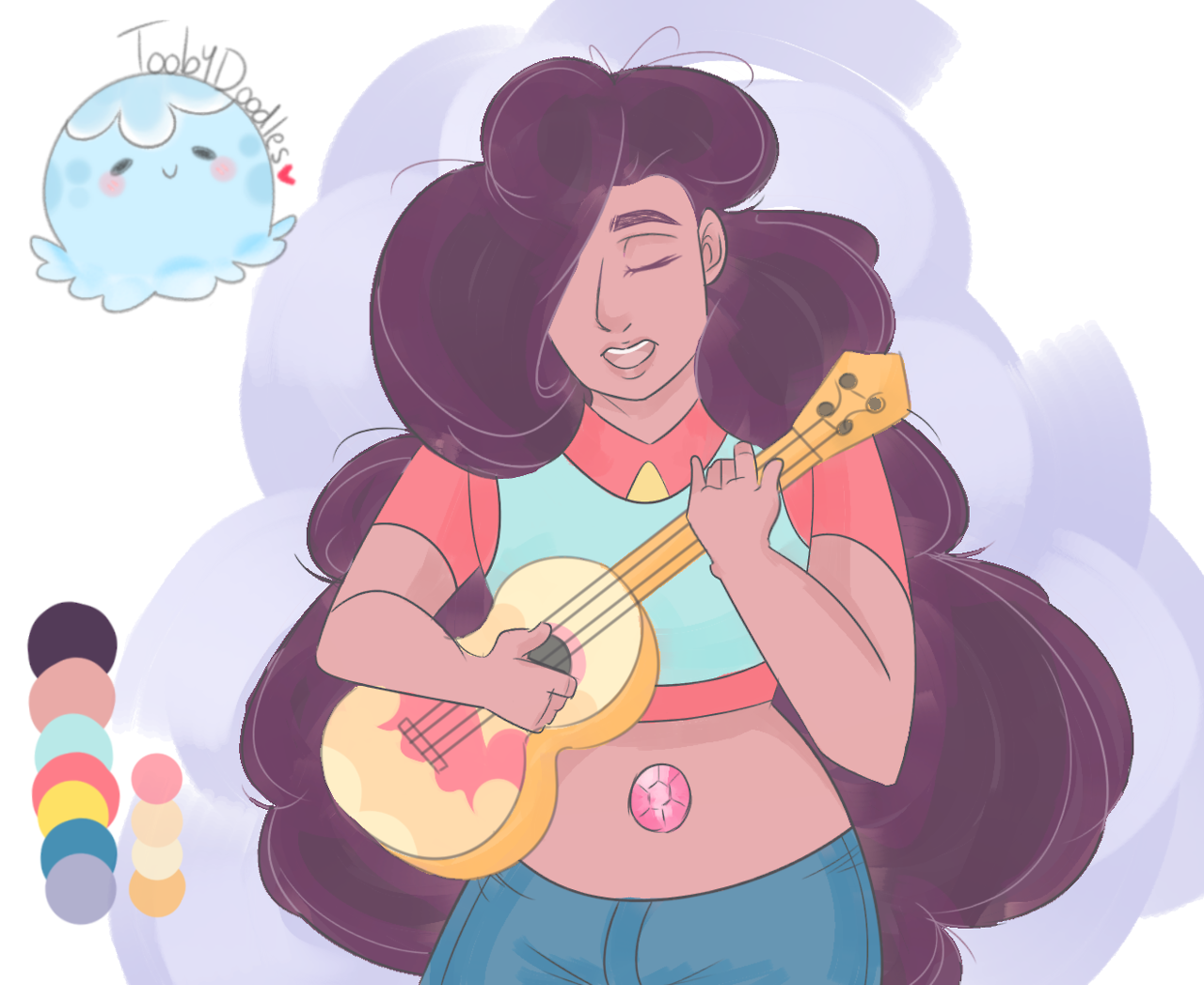 Stevonnie jamming I drew one of my favorite fusions, although I love all of them! One super sparkly and one regular ol’ Stevonnie. - Tooby =w=