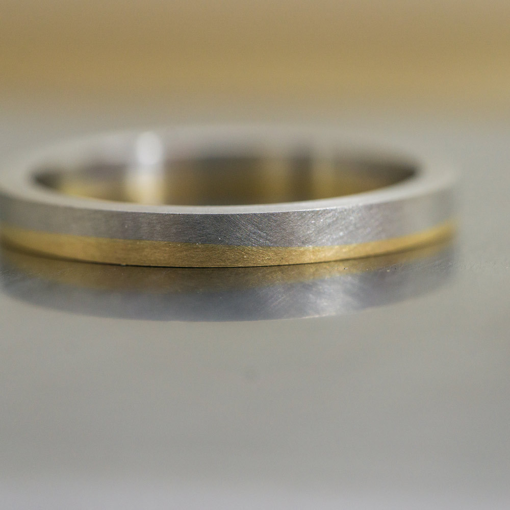 ゴールドとプラチナのコンビリング　オーダーメイドジュエリーの制作過程　屋久島で作る結婚指輪