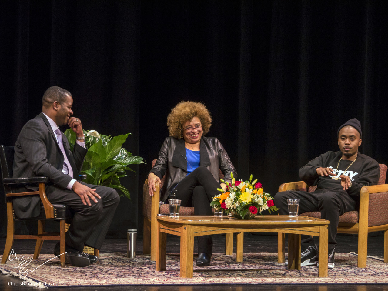 A picture of (from left to right) Dr. James Peterson, Director of Africana studies at Lehigh, political activist Angela Davis, and rapper...