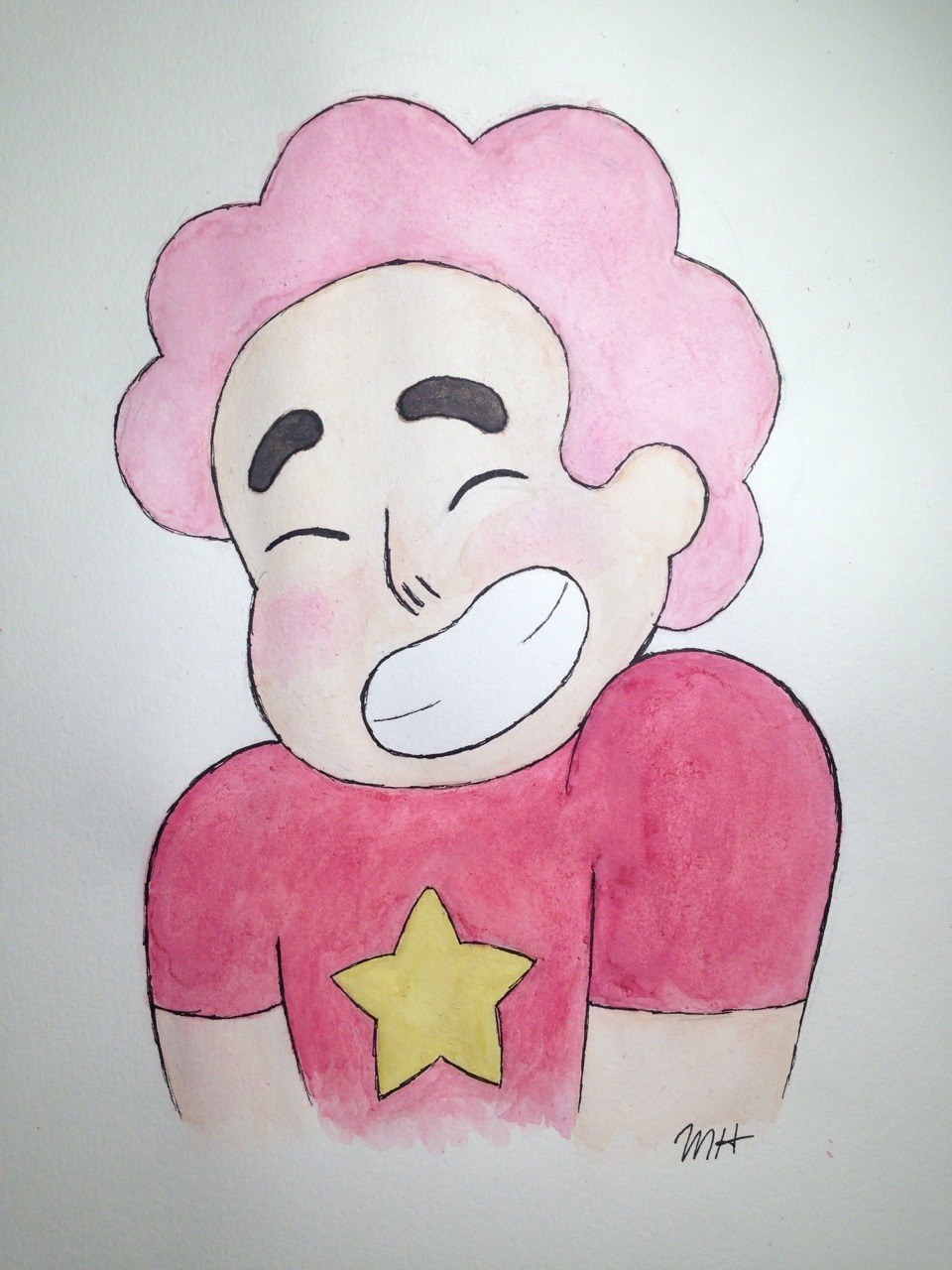 Just a little watercolor I did cause I love pink-haired Steven 😊💖