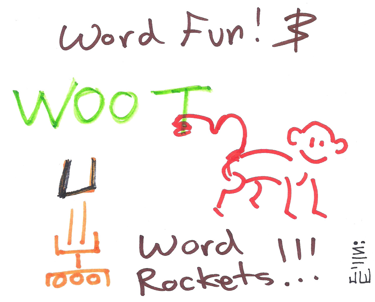Monkeys make Internet slang, while rockets shoot vowels at the sky!