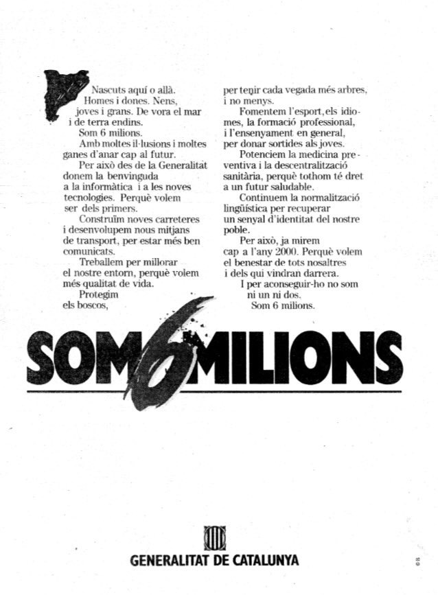 ‪Campaña institucional de la Generalitat de Catalunya :“ Som 6 milions” #s250487‬